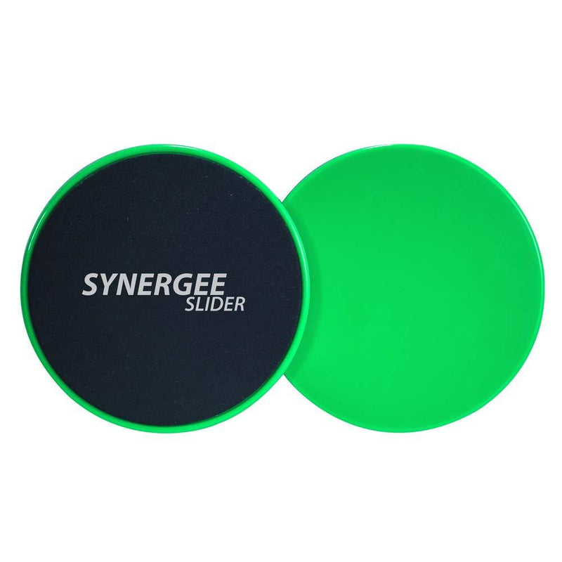 Synergee Core Sliders. Dual Sided Use on Carpet or Hardwood Floors. Abdominal Exercise Equipment Electric Green - BeesActive Australia