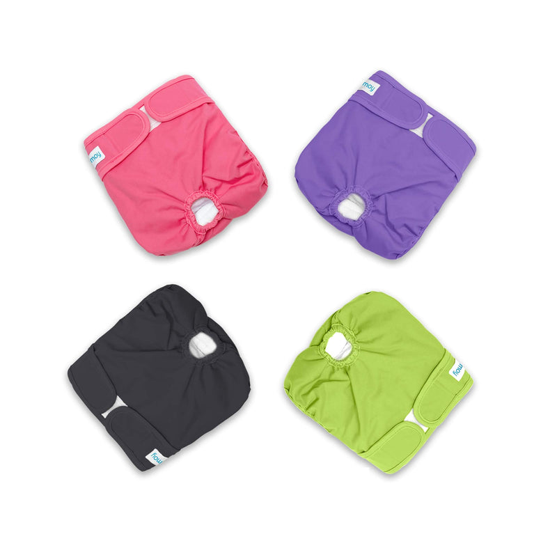 Teamoy Washable Female Dog Diapers, Reusable Doggie Diaper Wraps for Female Dogs, Super-Absorbent and Comfortable S (Pack of 4) Black+ Purple+ Green+ Rose Red (4pcs) - BeesActive Australia