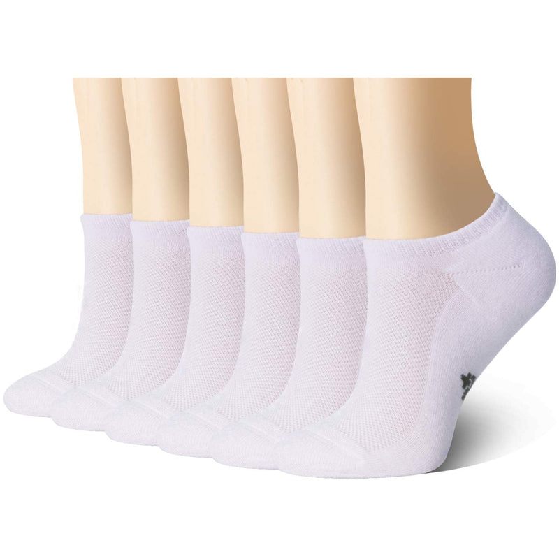 +MD Ultra Soft Athletic Bamboo Socks for Women and Men with Cushioned Sole No Show Casual Socks 10-13 White(6pairs) - BeesActive Australia