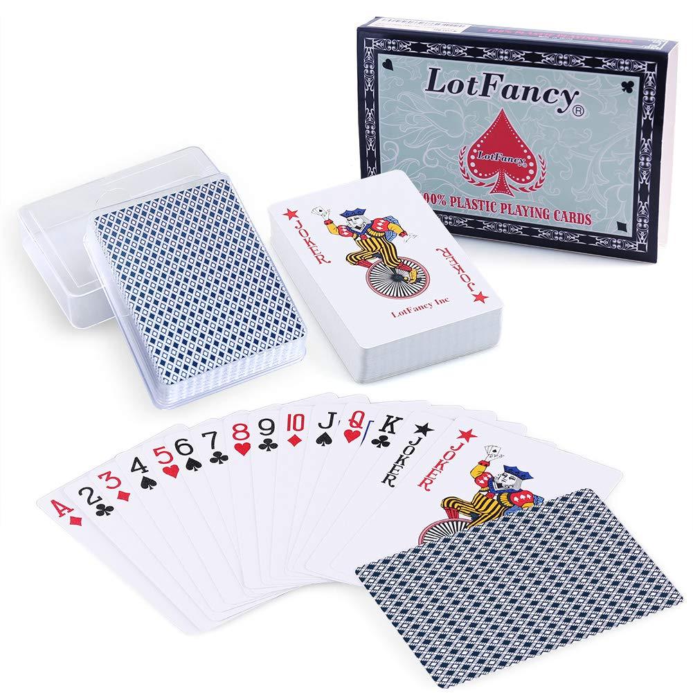 [AUSTRALIA] - LotFancy Playing Cards, 100% Plastic, Waterproof - 2 Decks of Cards with Plastic Cases, Poker Size Standard Index, for Magic Props, Pool Beach Water Card Games 