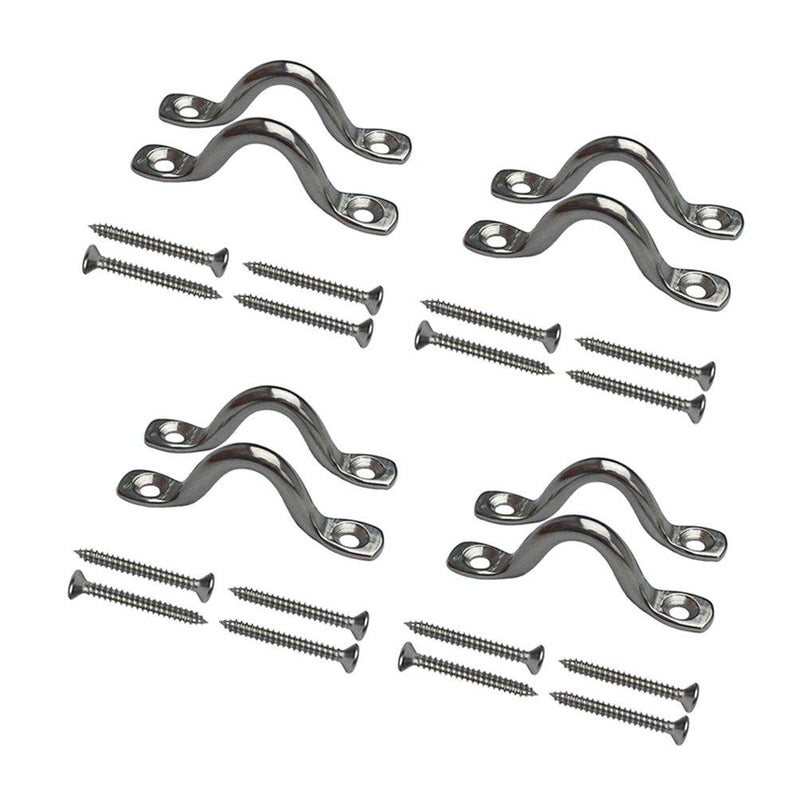 [AUSTRALIA] - Vtete 8 Pcs Stainless Steel 3/8" Pad Eye Straps for Bimini Boat Top with 16 Pcs Screws, Kayak Deck Loops Tie Down 