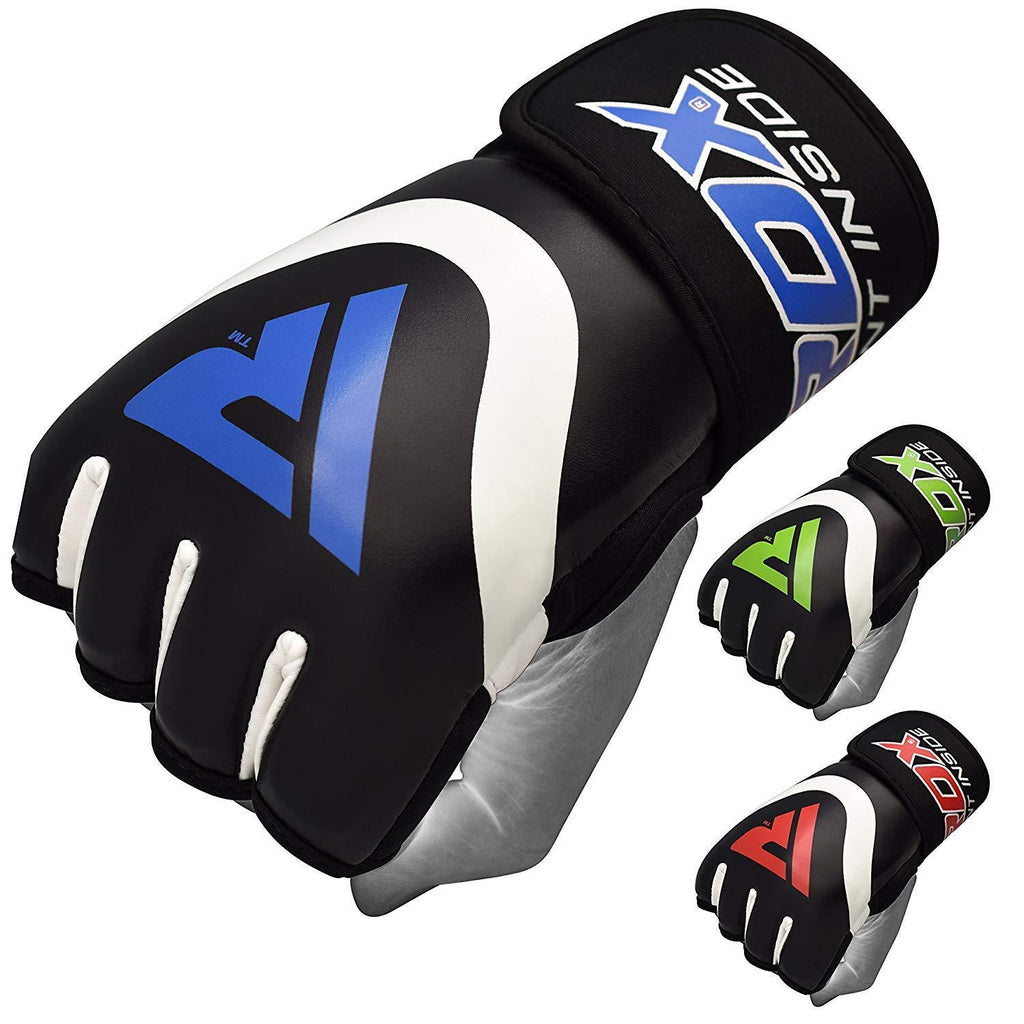 [AUSTRALIA] - RDX Boxing Hand Wraps Inner Gloves for Punching – Maya Hide Leather Fist Protector Under Mitts - Great for MMA, Muay Thai, Martial Arts, Heavy Bag, Kickboxing, Multi-Purpose Training & Combat Sports Blue Small 