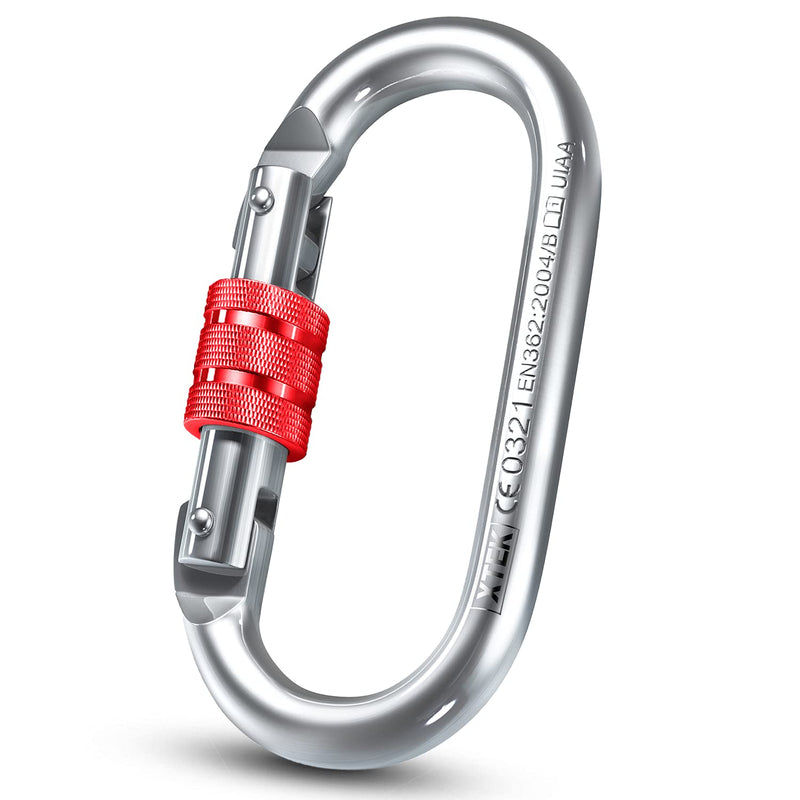 25kn Climbing Carabiner Clip - Heavy Duty O-Shape Steel Locking Caribeaner - UIAA / CE Certified Rock Climbing Gear - Strong Large Locking Oval Caribeener for Mountain Climbing 1pc - BeesActive Australia