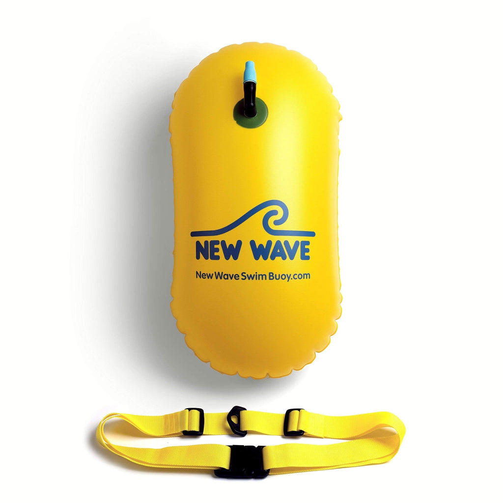 New Wave Swim Bubble for Open Water Swimmers and Triathletes - Be Bright, Be Seen & Be Safer with New Wave While Swimming Outdoors with This Safety Swim Buoy Tow Float (Yellow) - BeesActive Australia