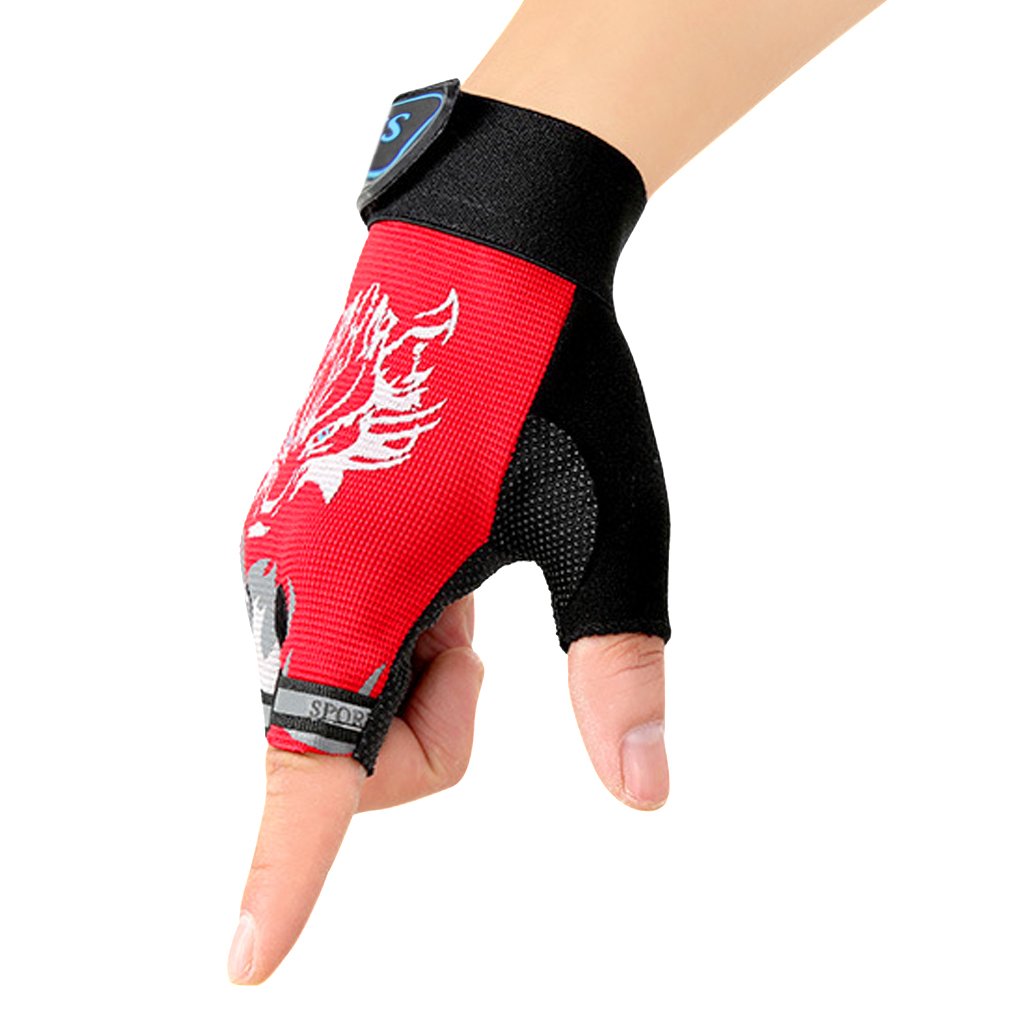 Kids Fingerless Cycling Gloves Breathable Non-Slip Shock-Absorbing Child Riding Bike Gloves Half Finger Outdoor Sports Gloves for Girls Boys Fishing Bicycle Roller Skating Hunting Climbing Red, Age 4-9 - BeesActive Australia
