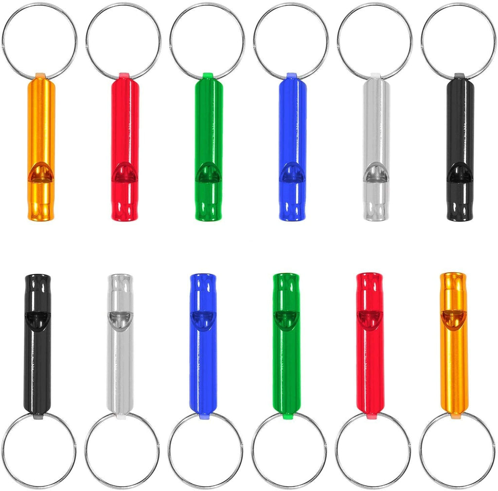 Set of 12 Extra Loud Whistles for Camping Hiking Hunting Outdoors Sports and Emergency Situations, Sturdy but Light Aluminium Key Chain Signals - BeesActive Australia