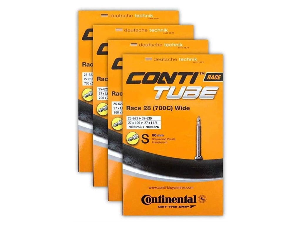 Continental Race 28 700x25-32c Bicycle Inner Tube Bundle - 60mm Presta Valve - 4 Pack w/ Conti Sticker - BeesActive Australia