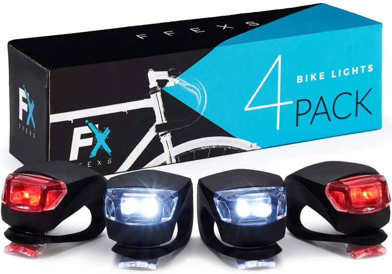 FX FFEXS Bike Lights Front and Back - Bike Lights Set (Batteries + Extra Sets of Batteries Included) - Bright Bicycle Lights Front Rear with Waterproof Silicone Housing - BeesActive Australia
