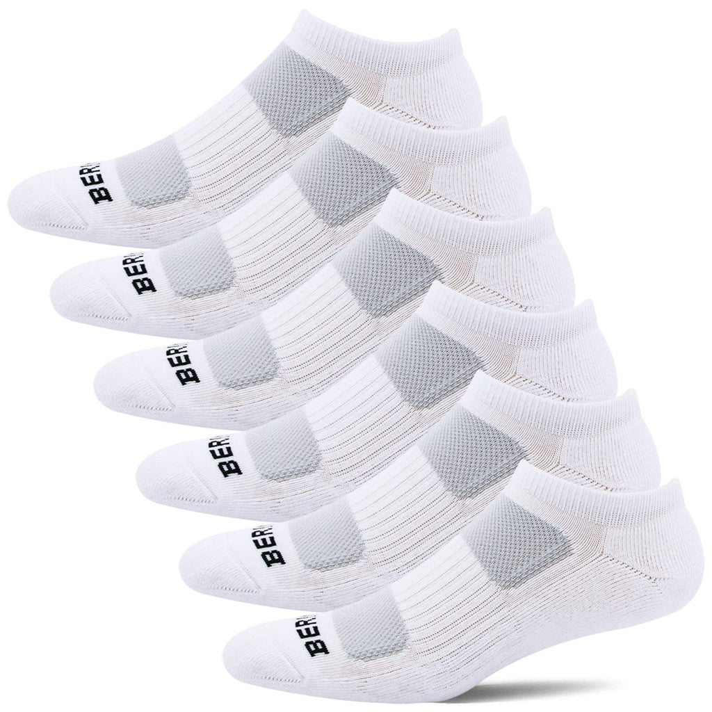 BERING Women's Athletic Low Ankle Cushioned Running Socks (6 Pairs) 9-11 White - BeesActive Australia