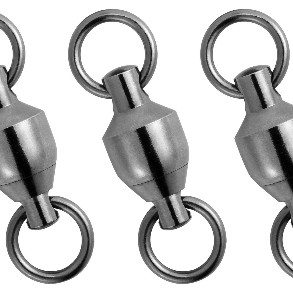 Dr.Fish 20 Pack Fishing Swivels Ball Bearing Swivels Stainless Stee Solid Rings Black Nickel Strength Saltwater Swivels Fishing Tackles Heavy Duty #1_44Lb_20pcs - BeesActive Australia