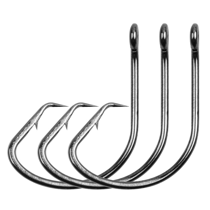 Saltwater Circle Fishing Hooks, 100-200pcs Catfish Hooks Octopus J Hooks High Carbon Steel Offset Fish Hooks for Striped Bass Freshwater Saltwater Fishing 4#(100pcs per pack) - BeesActive Australia