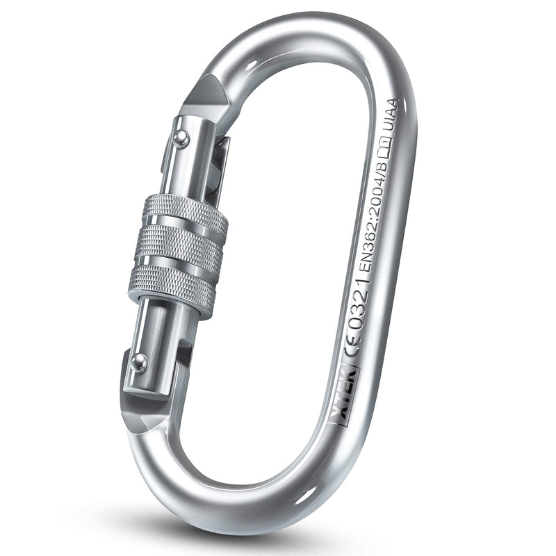25kn Climbing Carabiner Clip - Heavy Duty O-Shape Steel Locking Caribeaner - UIAA / CE Certified Rock Climbing Gear - Strong Large Locking Oval Caribeener for Mountain Climbing 1pc - BeesActive Australia