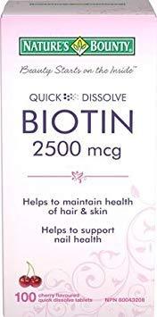 Nature's Bounty Quick Dissolve Biotin 2500 mcg, 100 Tablets - BeesActive Australia
