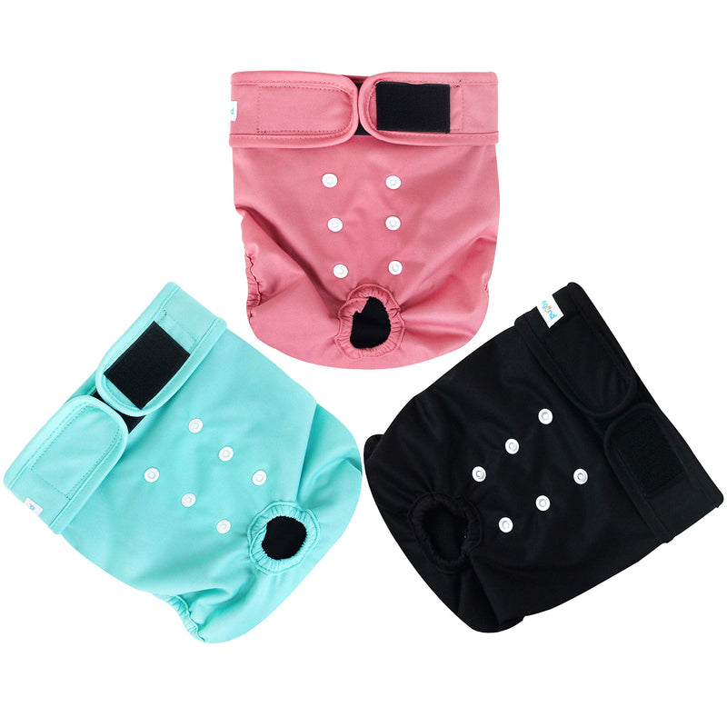 Paw Legend Reusable Female Dog Diapers, Pack of 3 Large (17.5''-27'' Waist) Cheerful (Black Lining) - BeesActive Australia