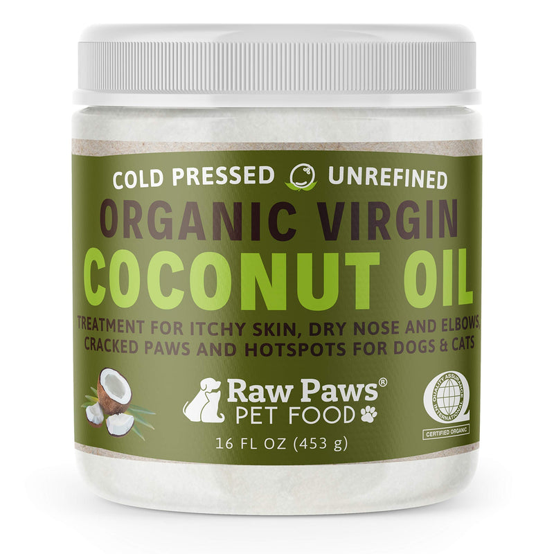 Raw Paws Organic Coconut Oil for Dogs & Cats, 16-oz - Treatment for Itchy Skin, Dry Nose, Paws, Elbows, Hot Spot Lotion for Dogs, Natural Hairball Remedy for Dogs & Cats - BeesActive Australia