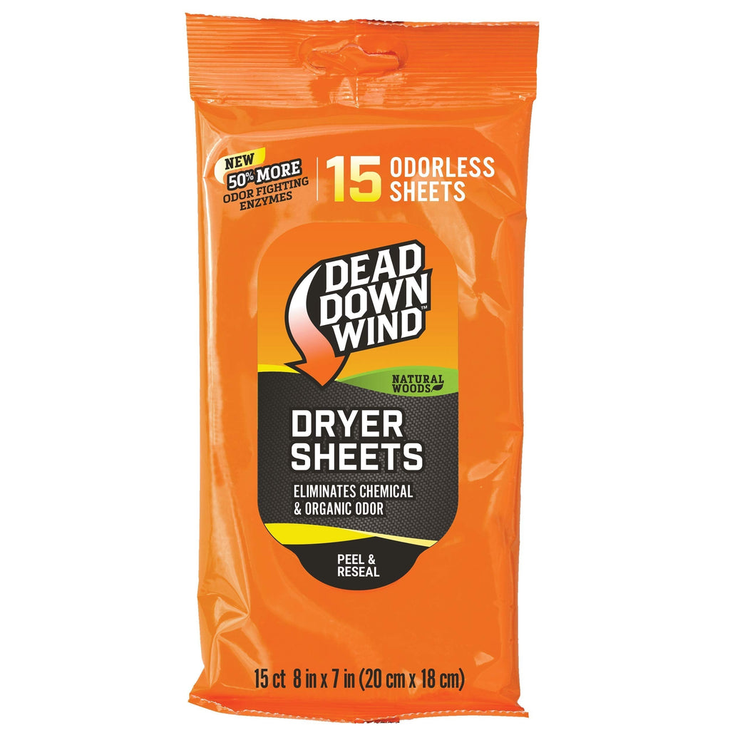 Dead Down Wind Dryer Sheets | Odor Eliminator for Hunting Gear + Hunting Accessories | Anti-Static, Biodegradable Unscented Sheets | 1 Resealable Package 15 Count Multicolor - BeesActive Australia