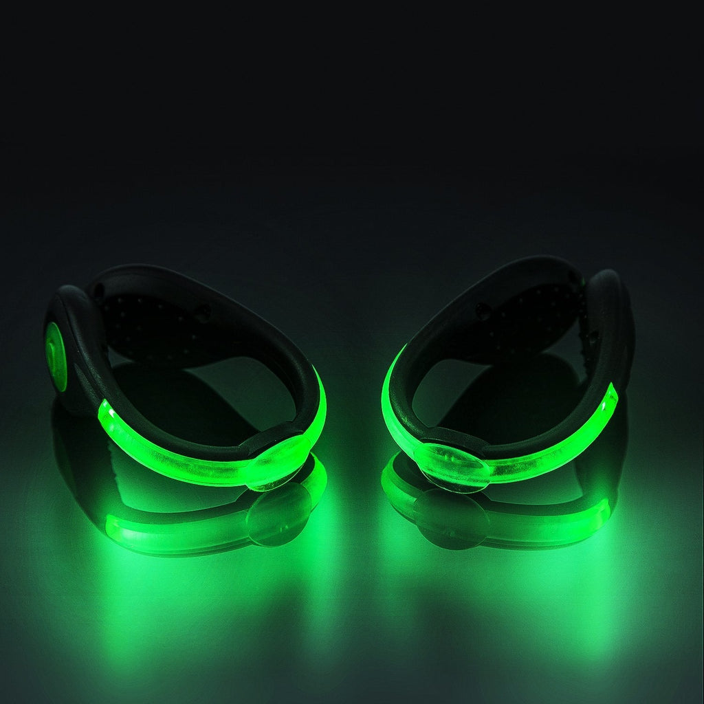 SLDHR LED Shoes Clip Lights USB Charging for Night Running Gear, Color Changing RGB Strobe and Steady Color Flash Mode, Safety Clip Lights for Running, Jogging, Walking, Biking(One Pair) green - BeesActive Australia