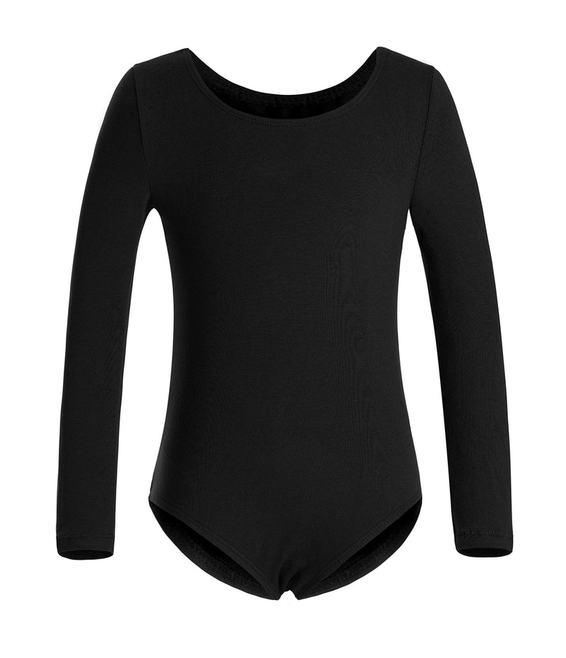 [AUSTRALIA] - DANSHOW Girls' Team Basic Long Sleeve Leotard Toddler Gymnastics Dance Ballet Clothing Black M (Age:4-6Y) 