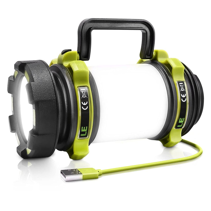 LE LED Camping Lantern Rechargeable, Brightest Flashlight with 500LM, 6 Light Modes, 2600mAh Power Bank, IPX4 Waterproof, Perfect for Hurricane Emergency, Outdoor, Hiking and Home, USB Cable Included - BeesActive Australia