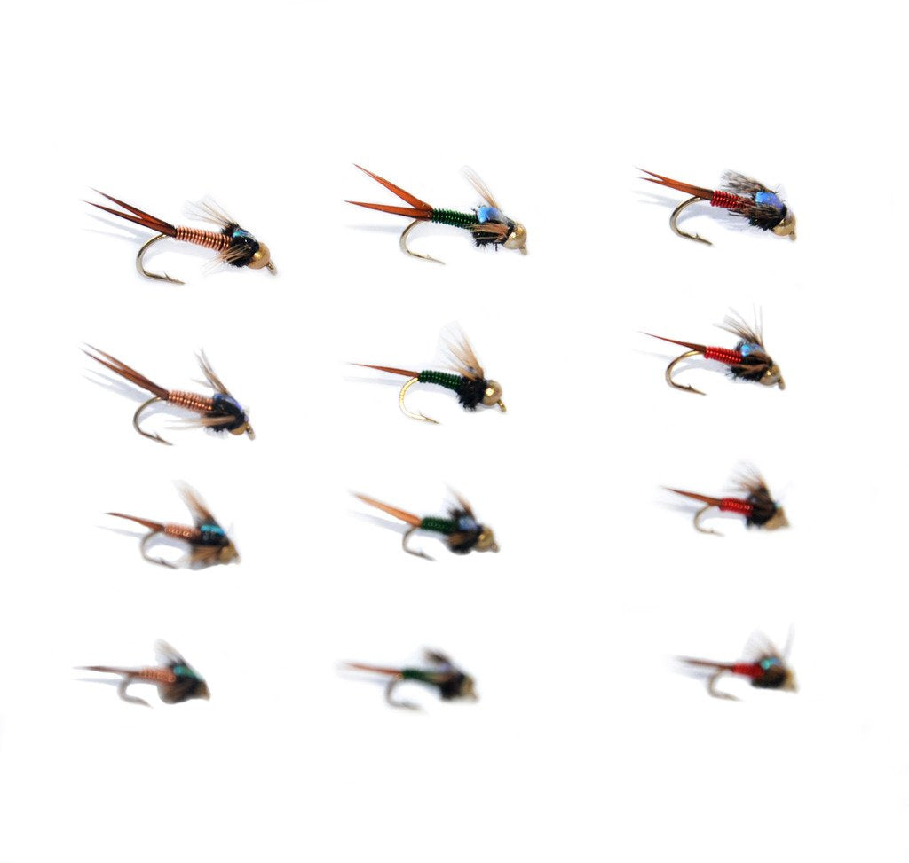 Outdoor Planet 12 Pieces Top Rating Dry/Nymph/Streamer Fly Fishing Flies Trout Fly Assortment 12 Copper John flies - BeesActive Australia