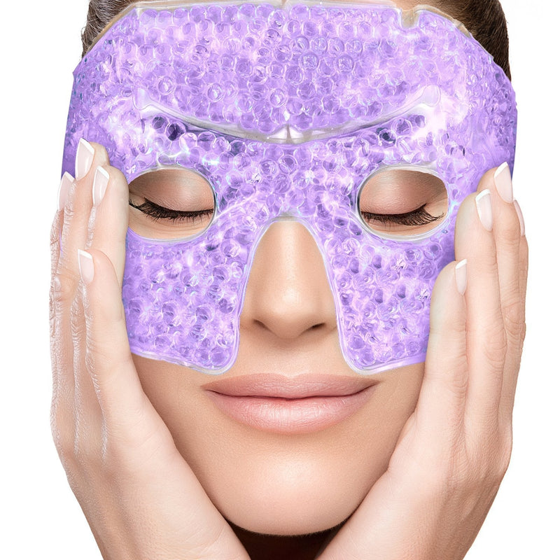 PerfeCore Eye Mask Get Rid of Puffy Eyes Migraine Relief, Sleeping, Travel Therapeutic Hot Cold Compress Pack With Cover Gel Beads, Spa Therapy Wrap for Sinus Pressure Face Puffiness Headaches Purple - BeesActive Australia