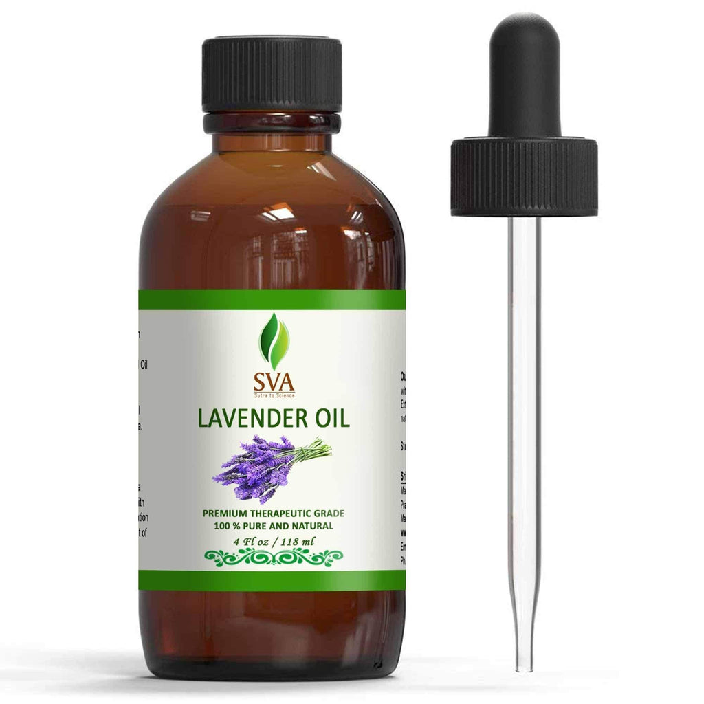 SVA Organics 100% Natural Lavender Essential Oil – Therapeutic Grade Aromatic Oil, 4 Fl Oz with Dropper | Natural Aromatherapy Oils Lavender Oil 4 Fl Oz (Pack of 1) - BeesActive Australia