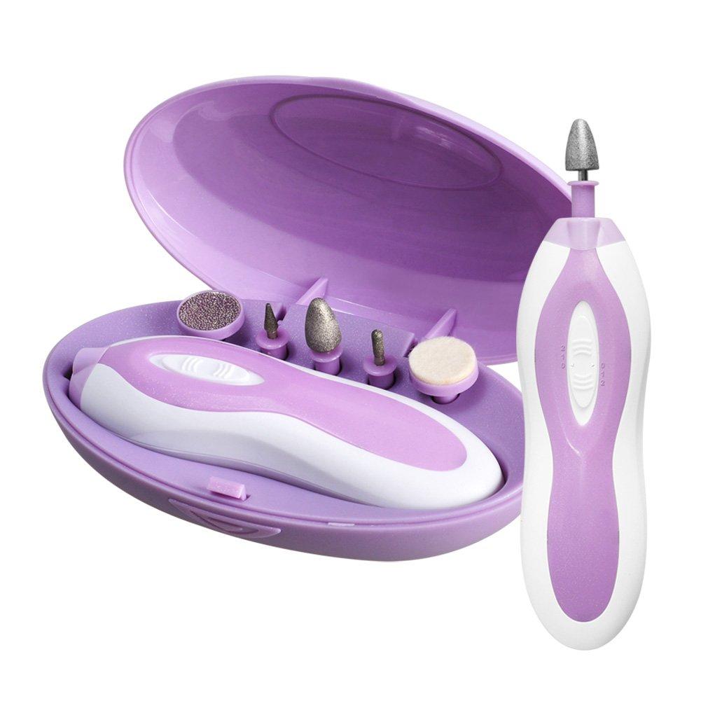 Electric Pedicure & Manicure Set Portable Nail Care Tool Box with 5 PCS Attachment for Grooming of Hands & Feet ZLiME (Purple) Purple - BeesActive Australia