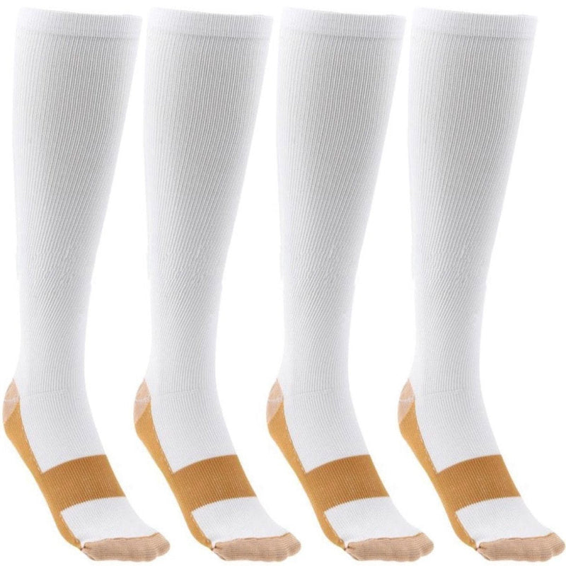 [AUSTRALIA] - Copper Infused Compression Calf Socks for Women and Men, 2 Pairs White 2X-Large - 2 Pair 