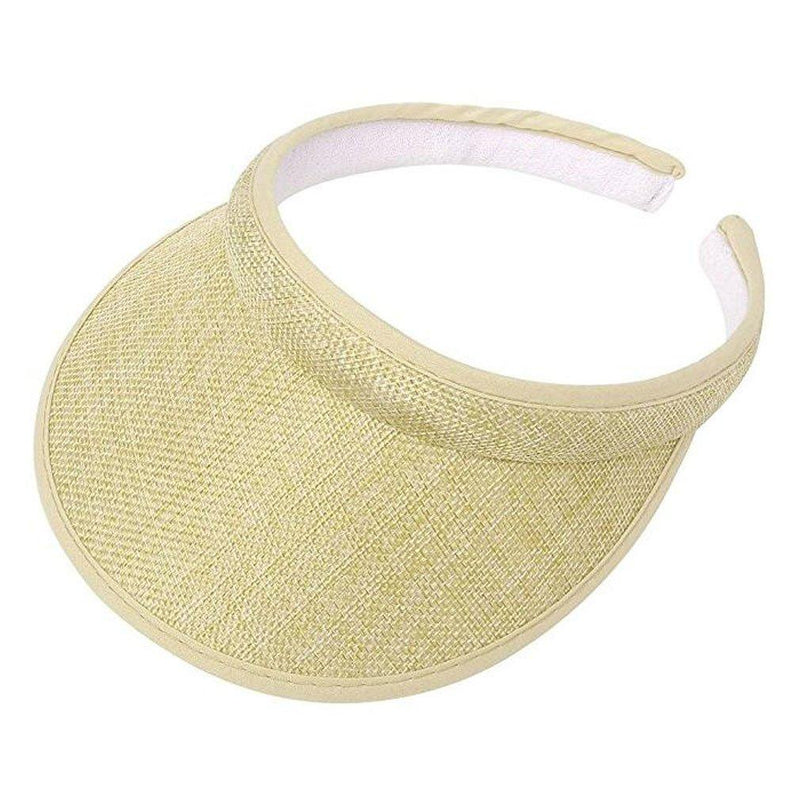 Bersun Natural Ladies Brushed Cotton Twill Clip On Sun Visor Hat Cap Medium Beige - BeesActive Australia