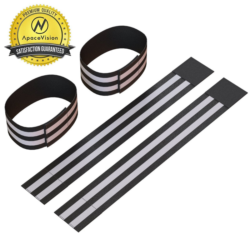 Reflective Ankle Bands (4 Bands/2 Pairs) | High Visibility and Safety for Jogging/Cycling/Walking etc | Works as Wristbands, Armband, Leg Straps | Accessories for Sports/Running Gear Neon Black - BeesActive Australia