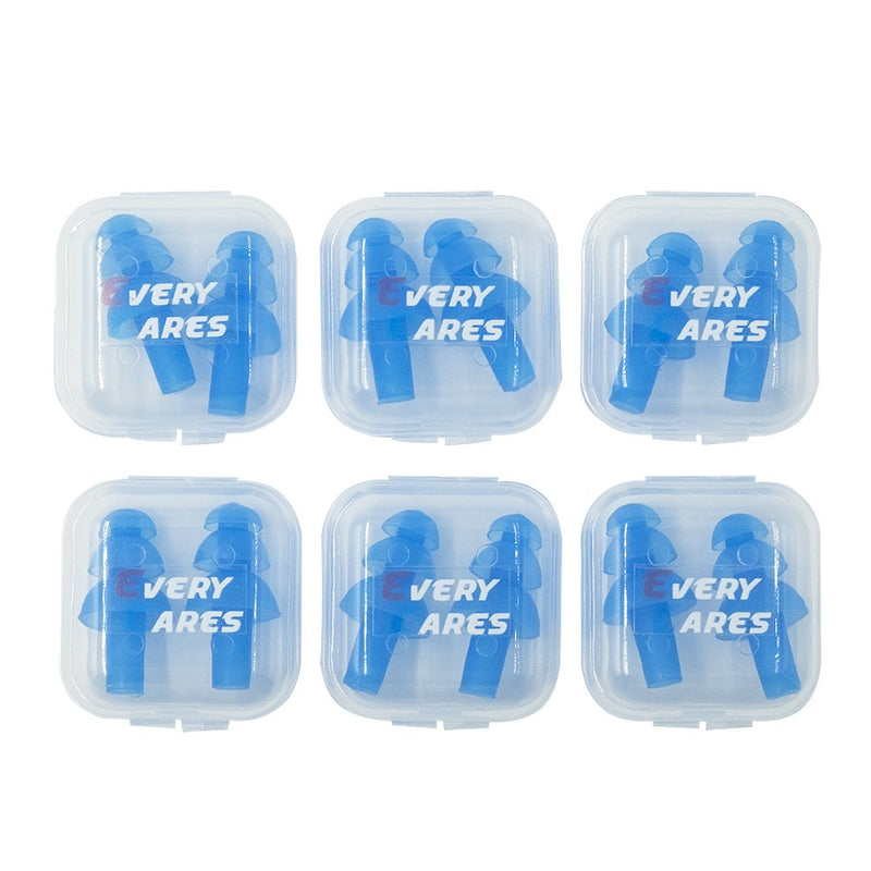 Every Cares Silicone Swimming Earplugs, 6 Pairs, Comfortable, Waterproof, Ear Plugs Swimming Showering Case Blue - BeesActive Australia