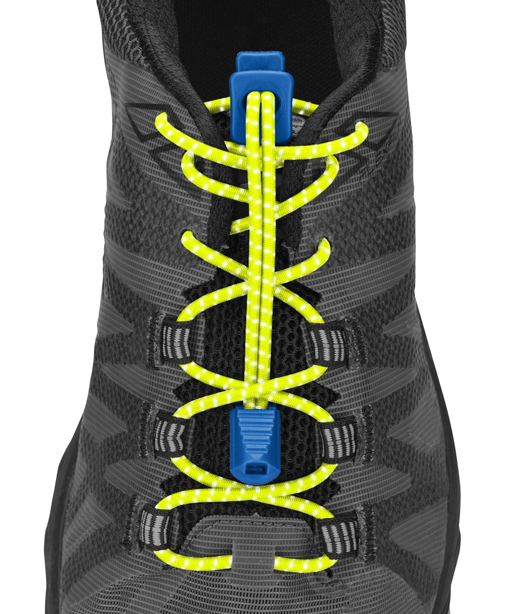 Nathan Reflective, Elastic No Tie Shoe Laces for Running and Active Sports Safety Yellow/Elec Blue - BeesActive Australia