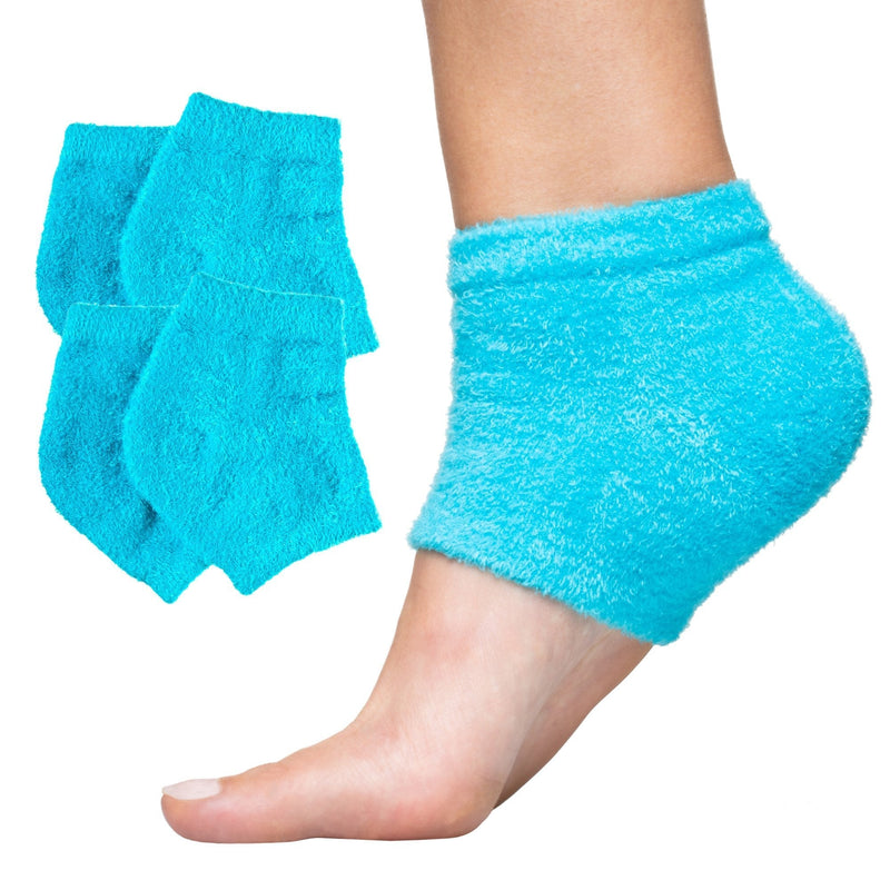 ZenToes Moisturizing Heel Socks 2 Pairs Gel Lined Toeless Spa Socks to Heal and Treat Dry, Cracked Heels While You Sleep (Regular, Fuzzy Blue) Regular - BeesActive Australia