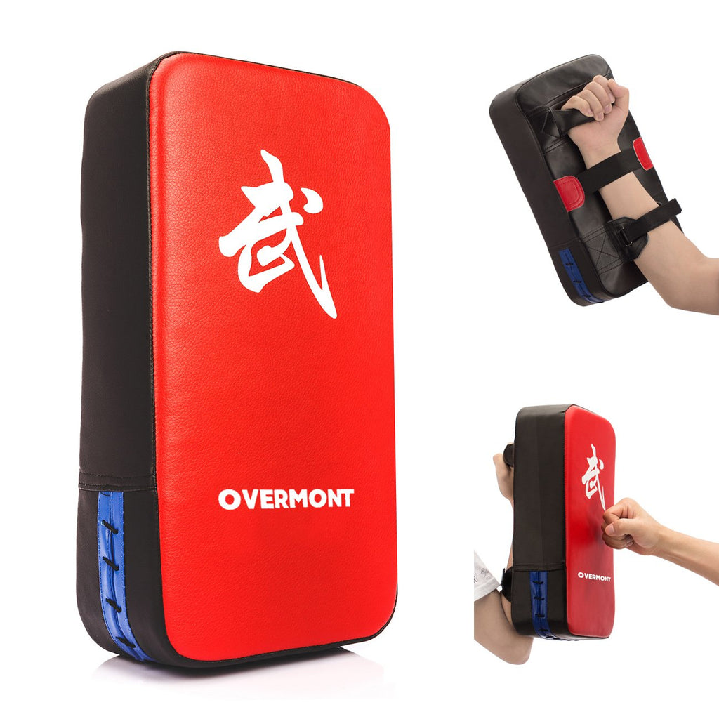 Overmont Taekwondo Kick Pads Boxing Karate Pad PU Leather Muay Thai MMA Martial Art Kickboxing Punch Mitts Punching Bag Kicking Shield Training 1PC red - BeesActive Australia
