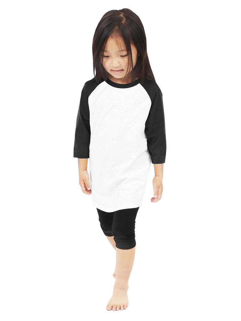 [AUSTRALIA] - Hat and Beyond Kids Raglan 3/4 Sleeves Baseball T Shirts Baby Tees School Uniforms X-Small 5ks01_white/Black 