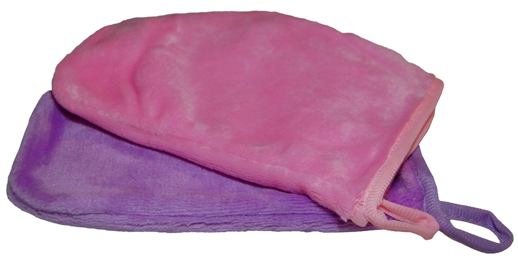 Plush Microfiber Towels/WASHCLOTHS, Ultra Soft Thick (Mittens - Pink, Lavender) Mittens - Pink, Lavender - BeesActive Australia