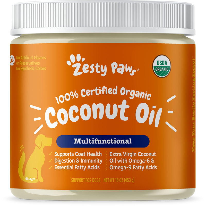 Coconut Oil for Dogs - Certified Organic & Extra Virgin Superfood Supplement - Anti Itch & Hot Spot Treatment - for Dry Skin on Elbows & Nose - Natural Digestive & Immune Support - 16 OZ - BeesActive Australia