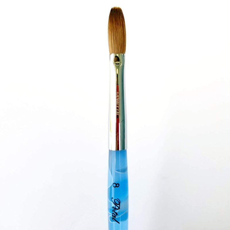 Blue Marble Petal Kolinsky Acrylic Manicure Powder Nail Brush (CRIMPED) - (Size #8) Size #8 - BeesActive Australia