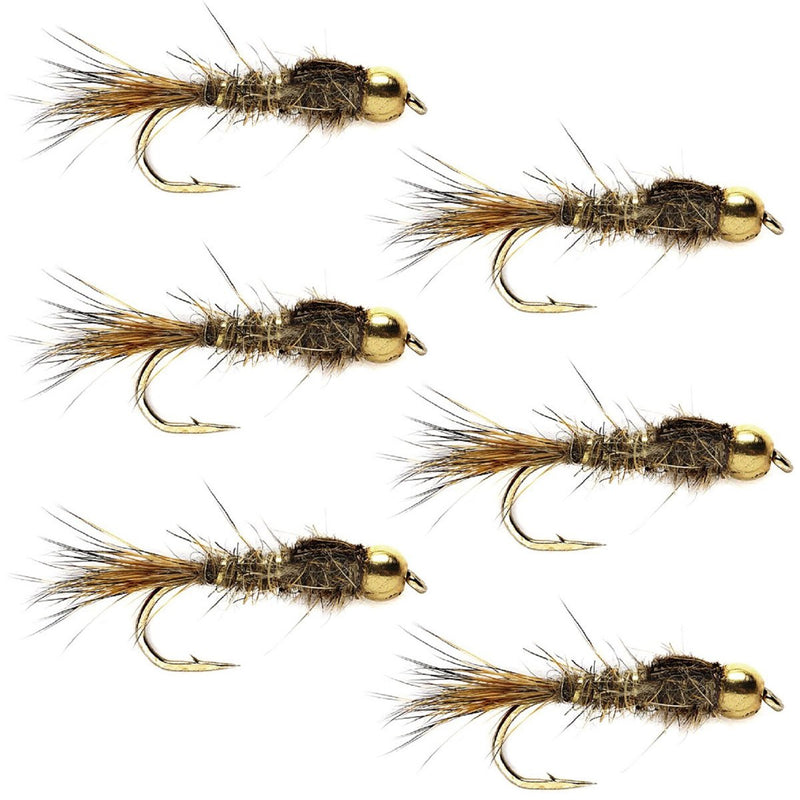 The Fly Fishing Place Bead Head Gold Ribbed Hare's Ear Nymph Fly Fishing Flies - Set of 6 Flies Hook Size 12 - BeesActive Australia