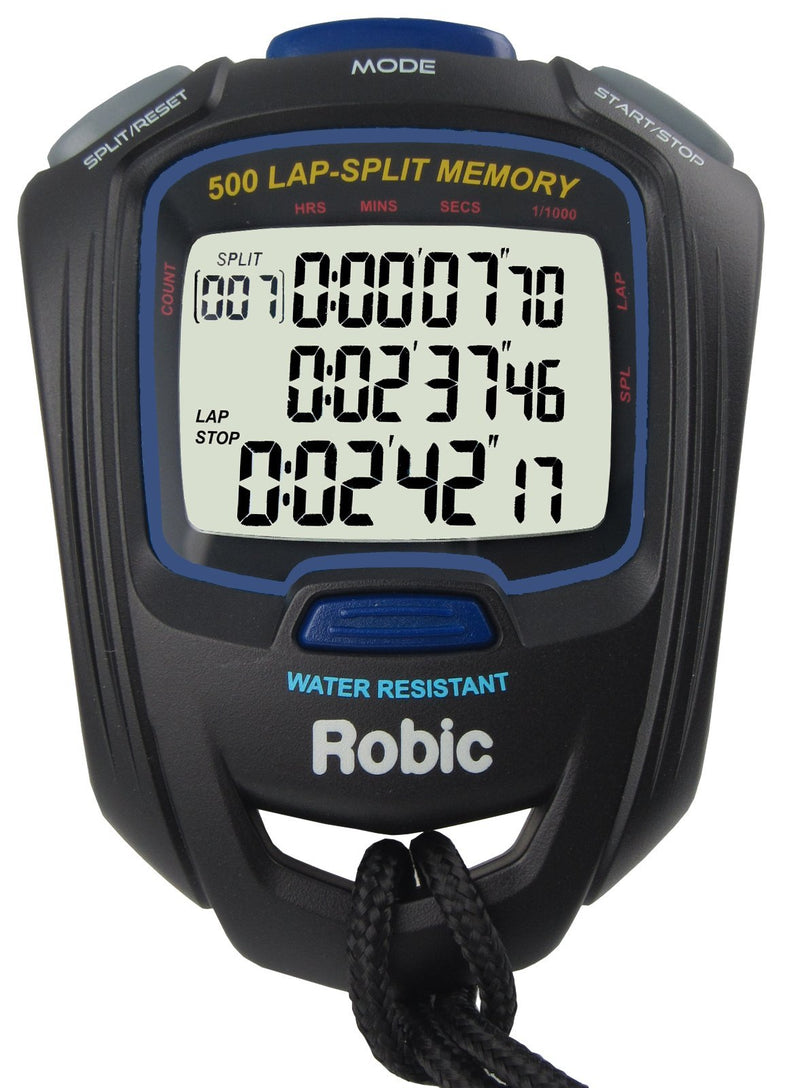 Robic 500 Dual Memory Stopwatch (SC757W) Black/Blue NA - BeesActive Australia