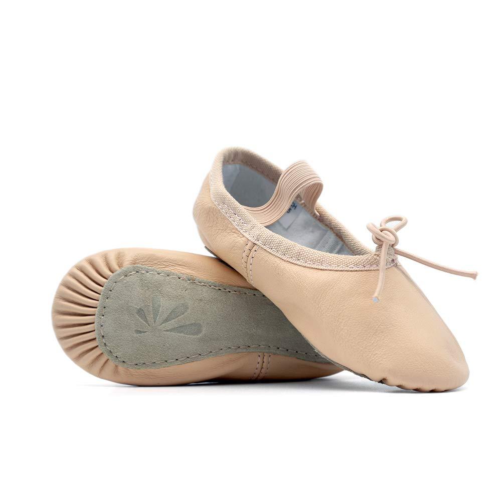 [AUSTRALIA] - DANCEYOU Girls Ballet Slipper Leather Full Sole Ballet Shoes for Toddler/Little Kid Pink 3.5-4 Big Kid 