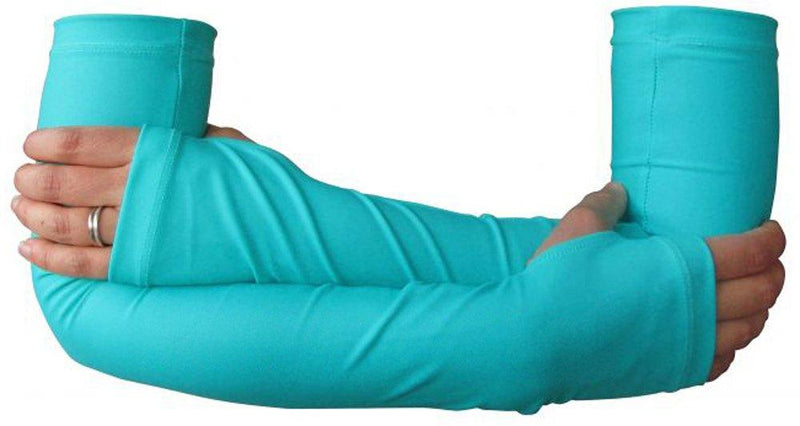 Running Arm Warmer for Women - Compression Sleeves for Runners with Thumbholes Teal - BeesActive Australia