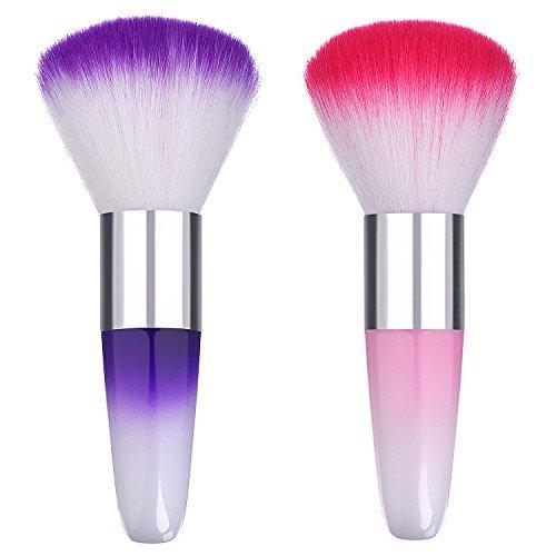 eBoot 2 Pieces Soft Nail Art Dust Remover Powder Brush Cleaner for Acrylic and Makeup Powder Blush Brushes (Pink, Purple) Pink, Purple - BeesActive Australia