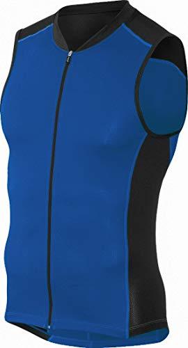 KONA Mens Triathlon Vest Jersey Top - Full Zipper, Tri Singlet Sleeveless, 2 Rear Pockets for Storage Blue Small 37-39" Chest - BeesActive Australia
