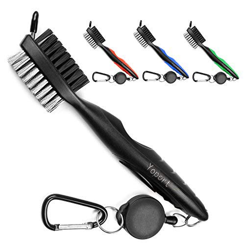Yoport Golf Club Brush and Club Groove Cleaner 2 Ft Retractable Zip-line Aluminum Carabiner, Lightweight and Stylish, Ergonomic Design, Easily Attaches to Golf Bag - BeesActive Australia