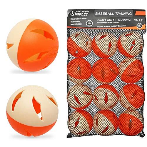 [AUSTRALIA] - Precision Impact Baseball Practice Balls: Heavy-Duty Lightweight Balls for Baseball Hitting Training (12-Pack) 