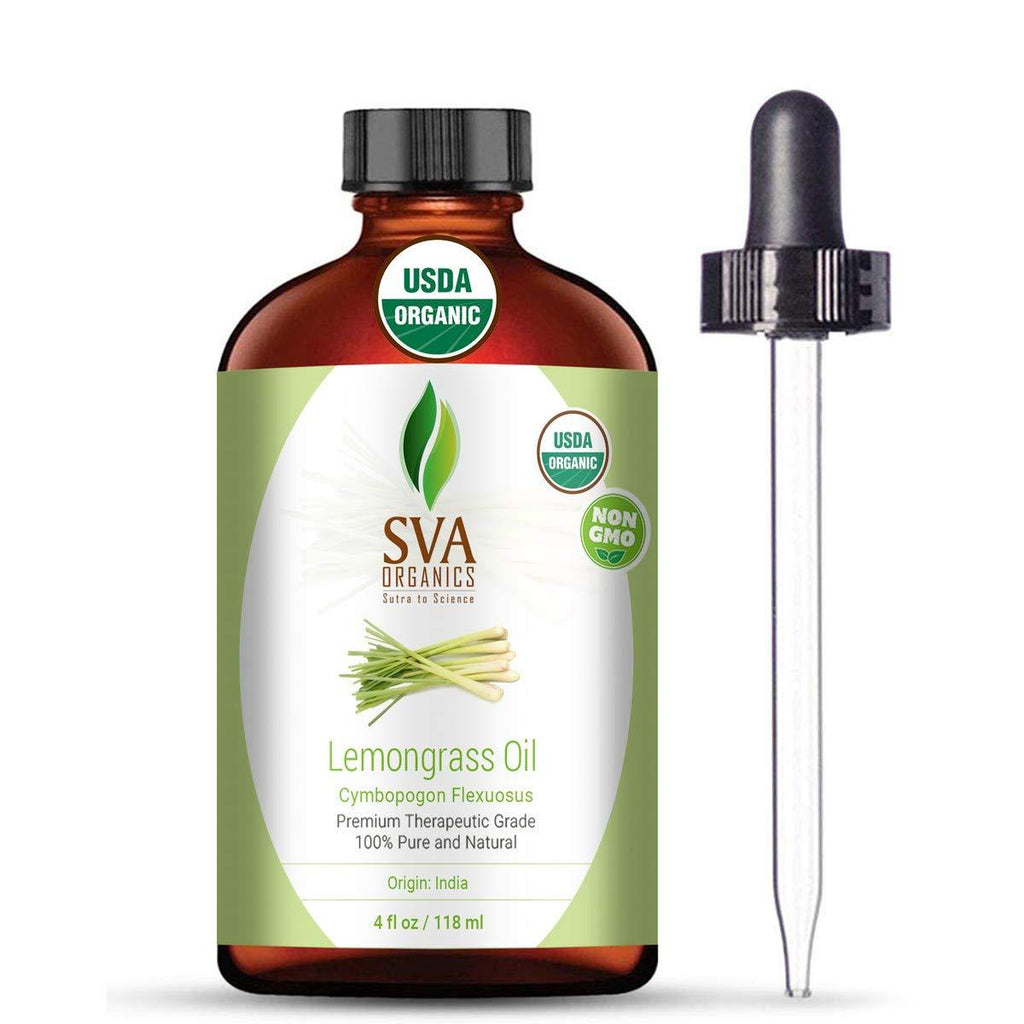 SVA Organics Lemongrass Oil Organic USDA 4 Oz 100% Pure Natural Undiluted Premium Therapeutic Grade Oil for Diffuser, Aromatherapy, Skin, Face & Hair - BeesActive Australia