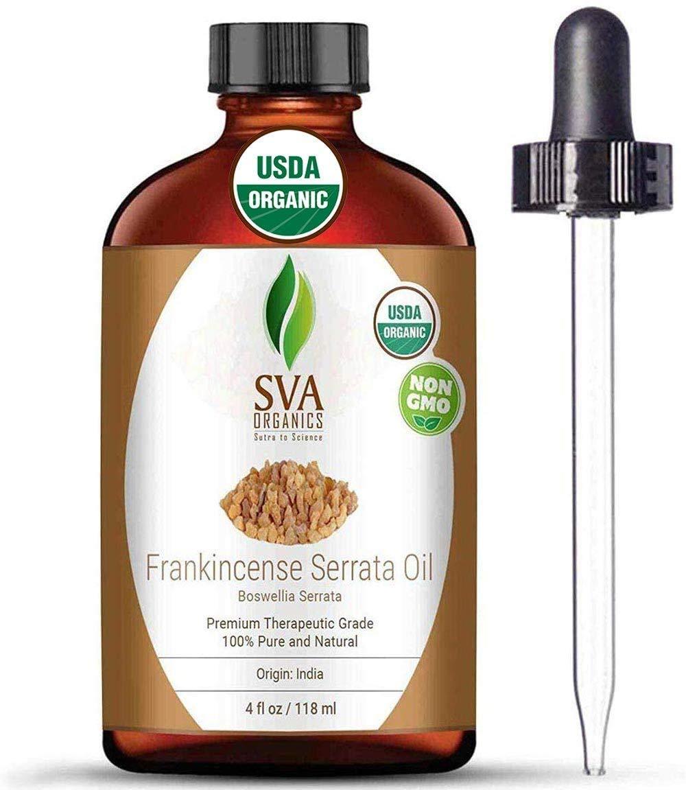 SVA Organics Frankincense Essential Oil 4 Oz USDA Organic Boswellia Serrata Pure Natural Undiluted Oil for Face Cream, Skin Care, Body Oil, Shampoo - BeesActive Australia