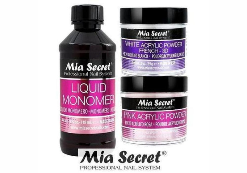 MIA SECRET LIQUID MONOMER 4oz + 2oz Pink + White - Made in USA - BeesActive Australia