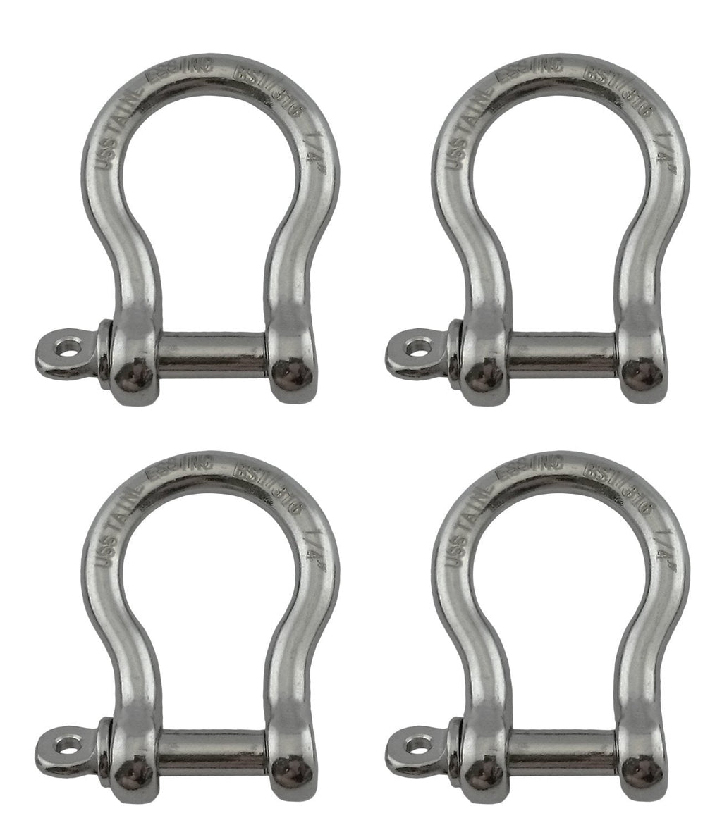 [AUSTRALIA] - 4 Pieces Stainless Steel 316 Forged Bow Shackle 1/4" (6mm) Marine Grade 